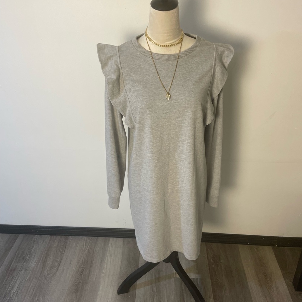 Gray Ruffle Sleeve Dress